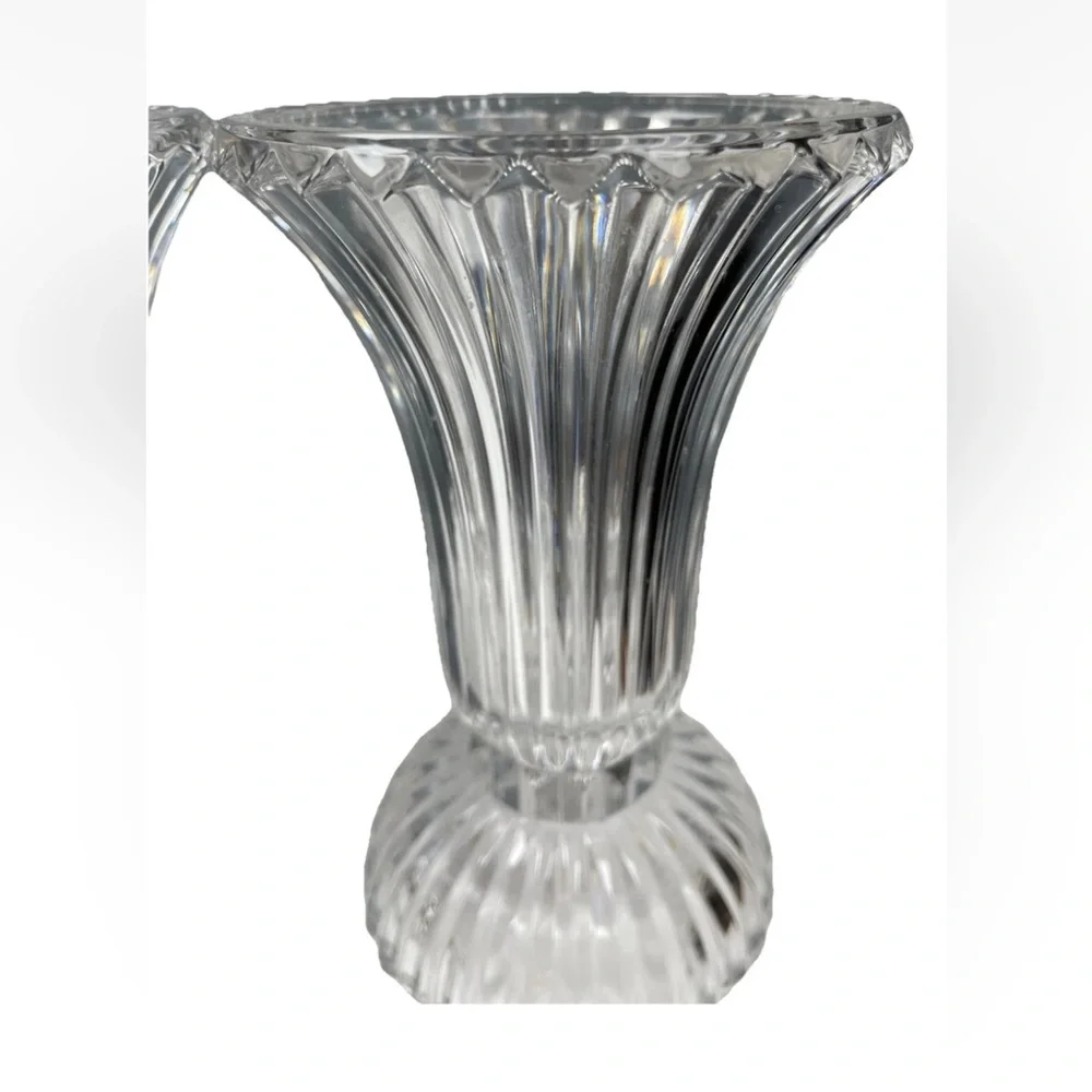 Vintage Partylite Vienna Waltz 24% Crystal Candle Holder/Vase Set Of 2